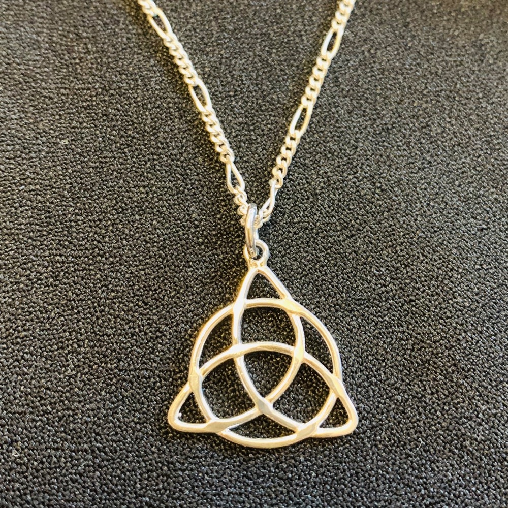 Handmade sterling silver Triquetra pendant +chain